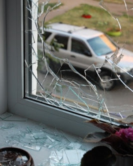 Small broken window glass repair