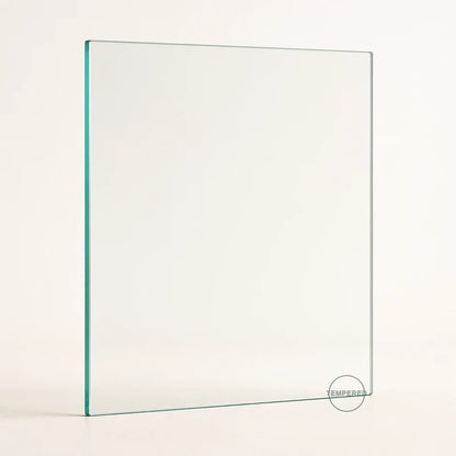 Clear tempered safety glass pane, 40 inches wide by 48 inches high, with tempered mark